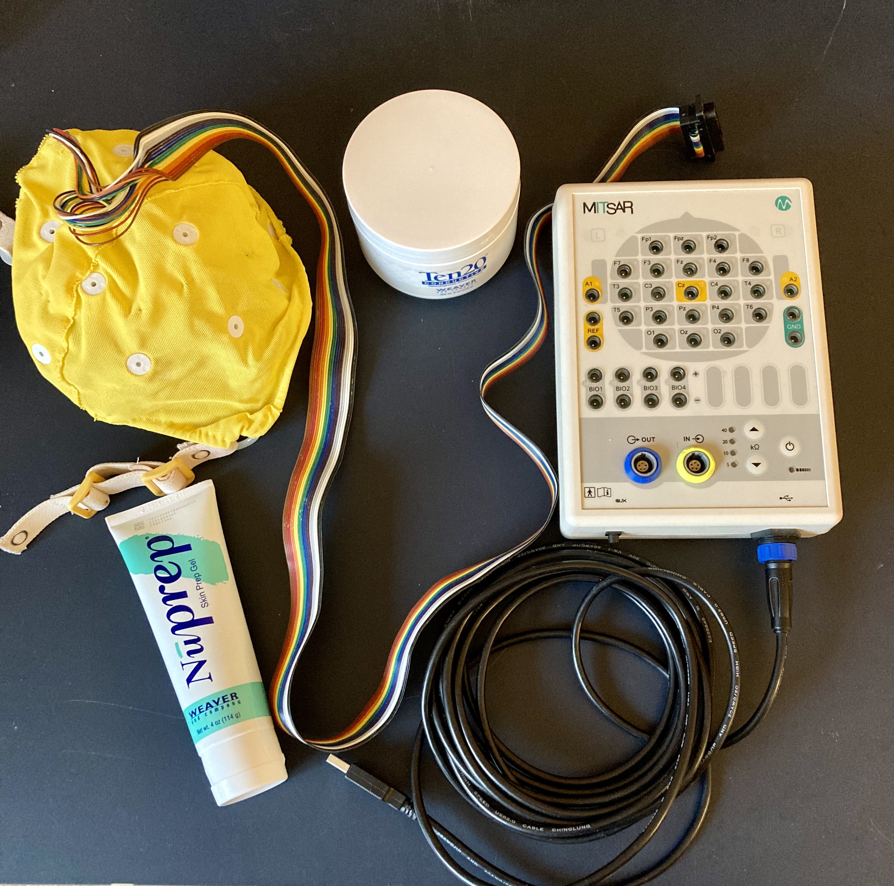 Bonnet EEG de 19 électrodes et amplificateur