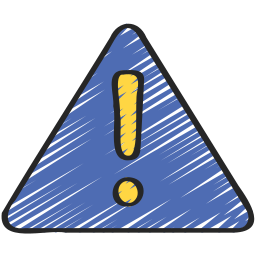 Logo bleu triangulaire avec un point d'exclamation jaune à l'intérieur pour faire attention