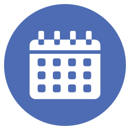 Logo rond bleu avec un planning pour symboliser les rendez-vous dans le calendrier