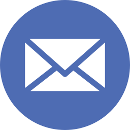 Logo rond bleu avec une enveloppe pour symboliser les mails